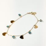 Pulsera: Ojos Turcos y Corazones Colgantes 1.9g